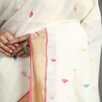 White - Traditional Venkatagiri Handloom Cotton Thread & Zari Buti Saree 27