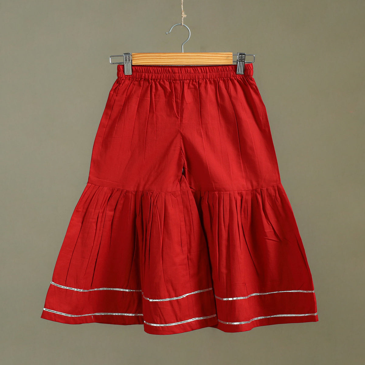Girls Gota Work Bagru Block Print Cotton Kurta with Sharara Set (3-4 Years) 50