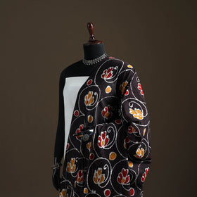 Brown - hand batik print cotton dupatta 39 - handcrafted