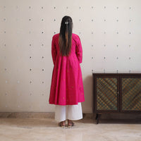 Pink - Handwoven Cotton Anarkali Jamdani Kurta 17