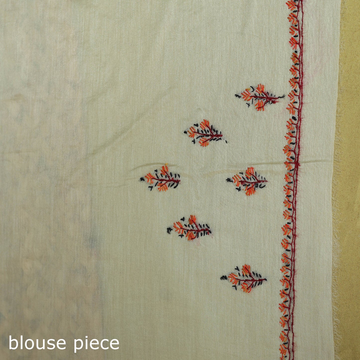 Yellow - hand embroidery pure chanderi silk printed kashida