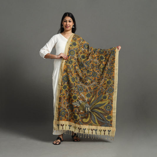 Mangalagiri Cotton Handpainted Pen Work Kalamkari Dupatta 01