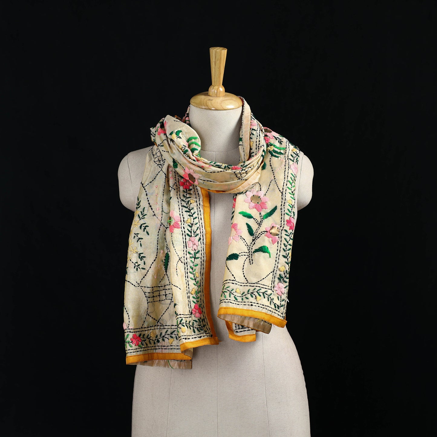 Ranihati Chanderi Silk Hand Embroidered Stole 76