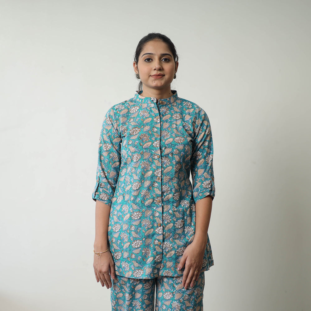 Green - Block Printed Cotton Sanganeri Co-Ord Set 09