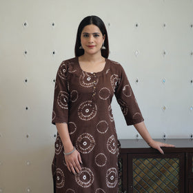 Buy Brown Tie & Dye Cotton Straight Shibori Kurta
