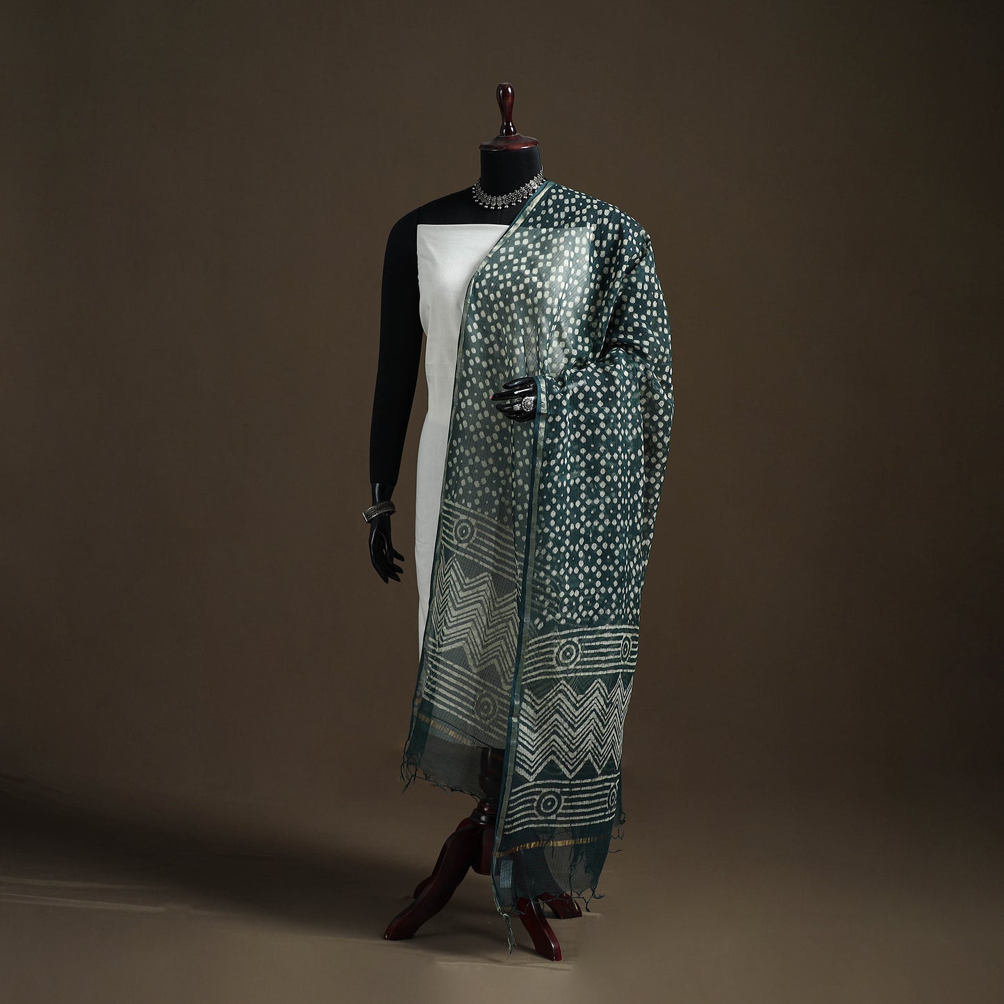 Pipad Hand Block Print Natural Dyed Kota Doria Cotton Dupatta 09