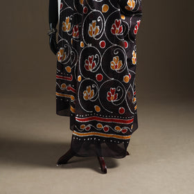 Brown - hand batik print cotton dupatta 39 - handcrafted