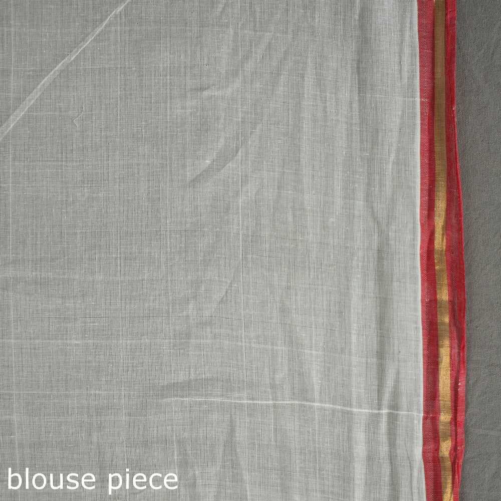 White - Traditional Venkatagiri Handloom Cotton Thread & Zari Buti Saree 27