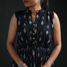 Pochampally Ikat Cotton Sleeveless Tiered Long Dress for Women 06
