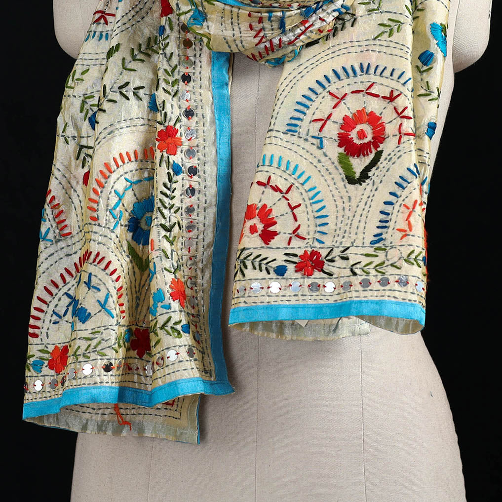 Ranihati Chanderi Silk Hand Embroidered Stole 78