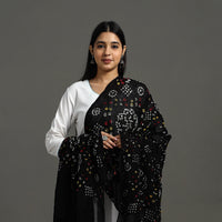 Black - Kutch Tie & Dye Cotton Bandhani Dupatta 08