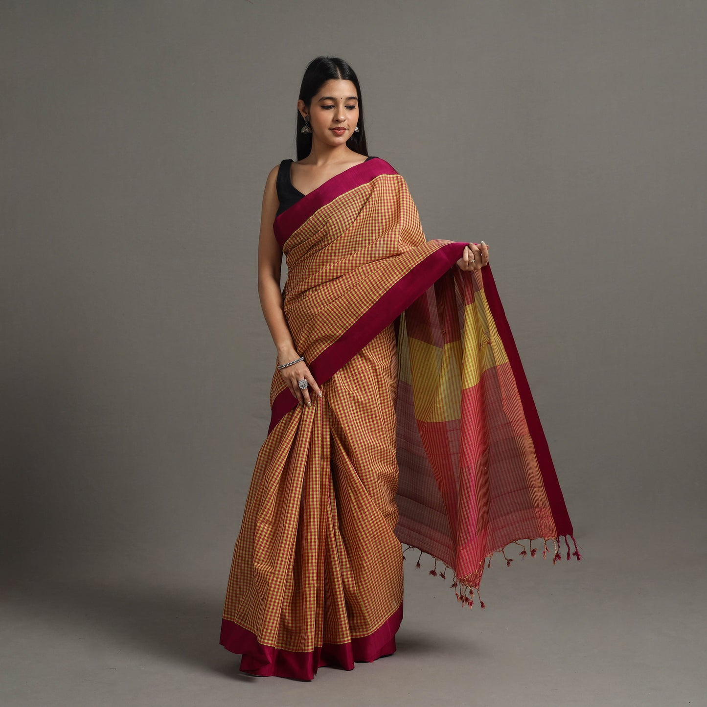 Yellow - Kuppadam Silk Border Cotton Handloom Saree 81