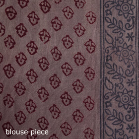 Handwoven Merino Wool Natural Dyed Hand Block Bagh Print Saree 10