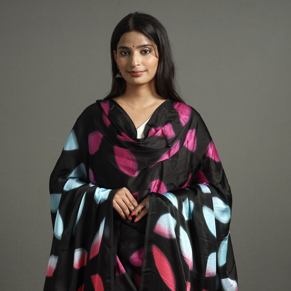 Multicolor - Shibori Clamp Dyed Modal Silk Dupatta with Zari Border 31