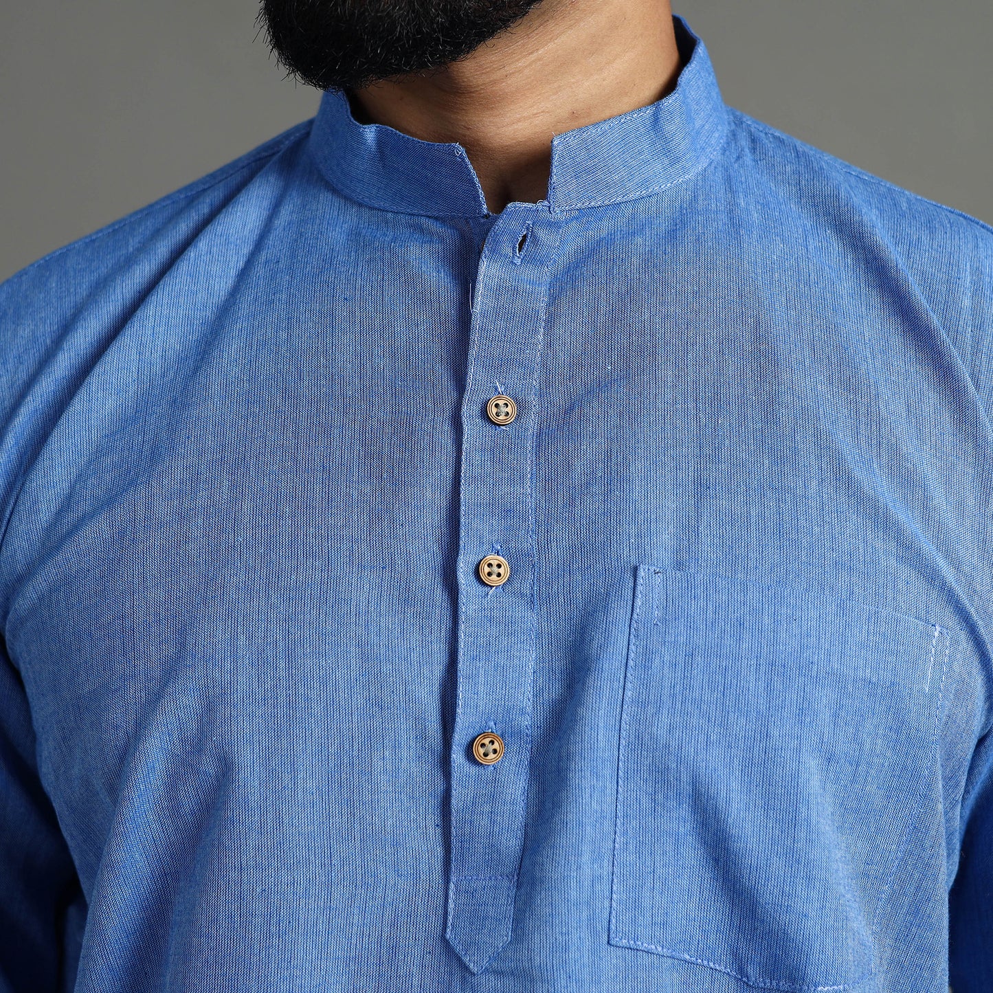 Plain Handloom Cotton Men Short Kurta