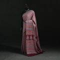 Handwoven Merino Wool Natural Dyed Hand Block Bagh Print Saree 11