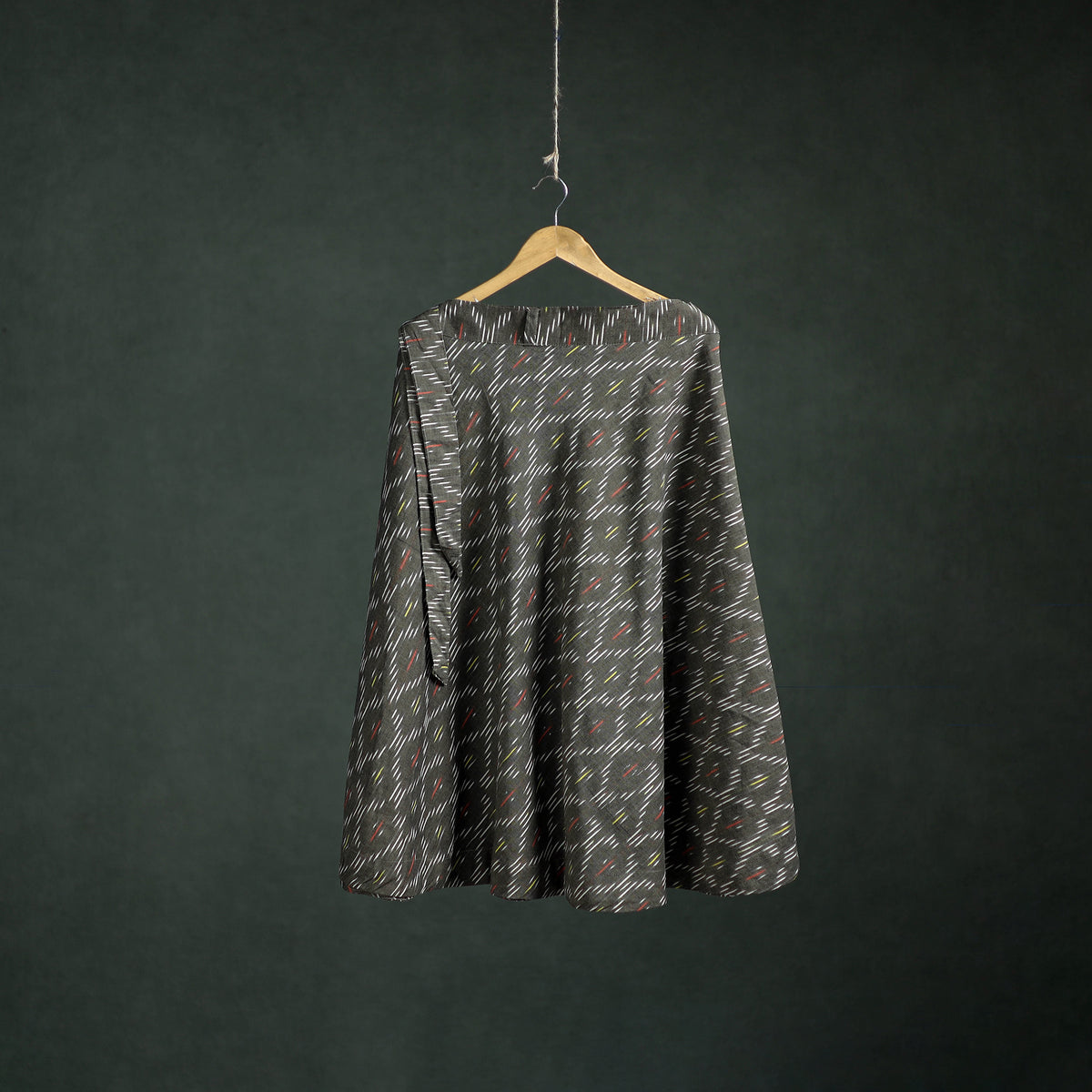 Grey - Pochampally Ikat Cotton Wrap Around Skirt 36