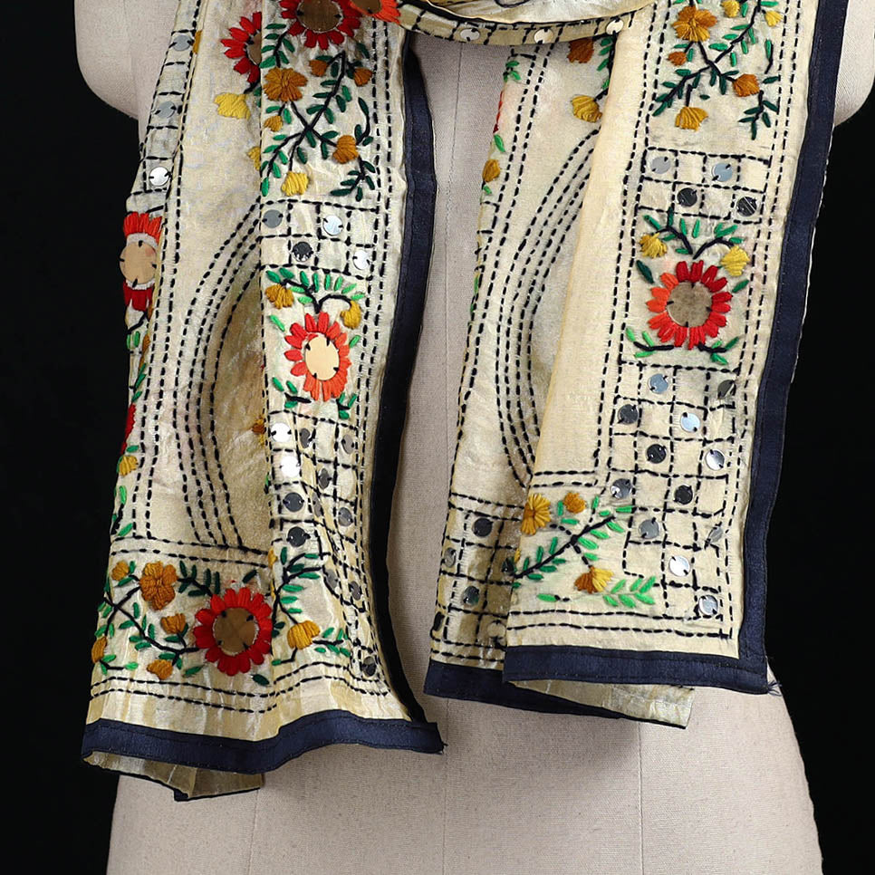 Ranihati Chanderi Silk Hand Embroidered Stole 80