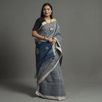 Grey - Srikakulam Jamdani Handspun Handloom Cotton Saree 28