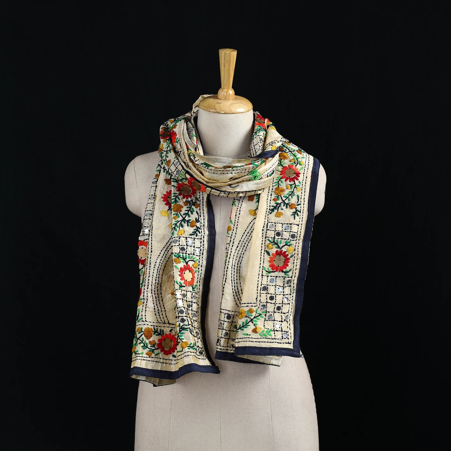 Ranihati Chanderi Silk Hand Embroidered Stole 80