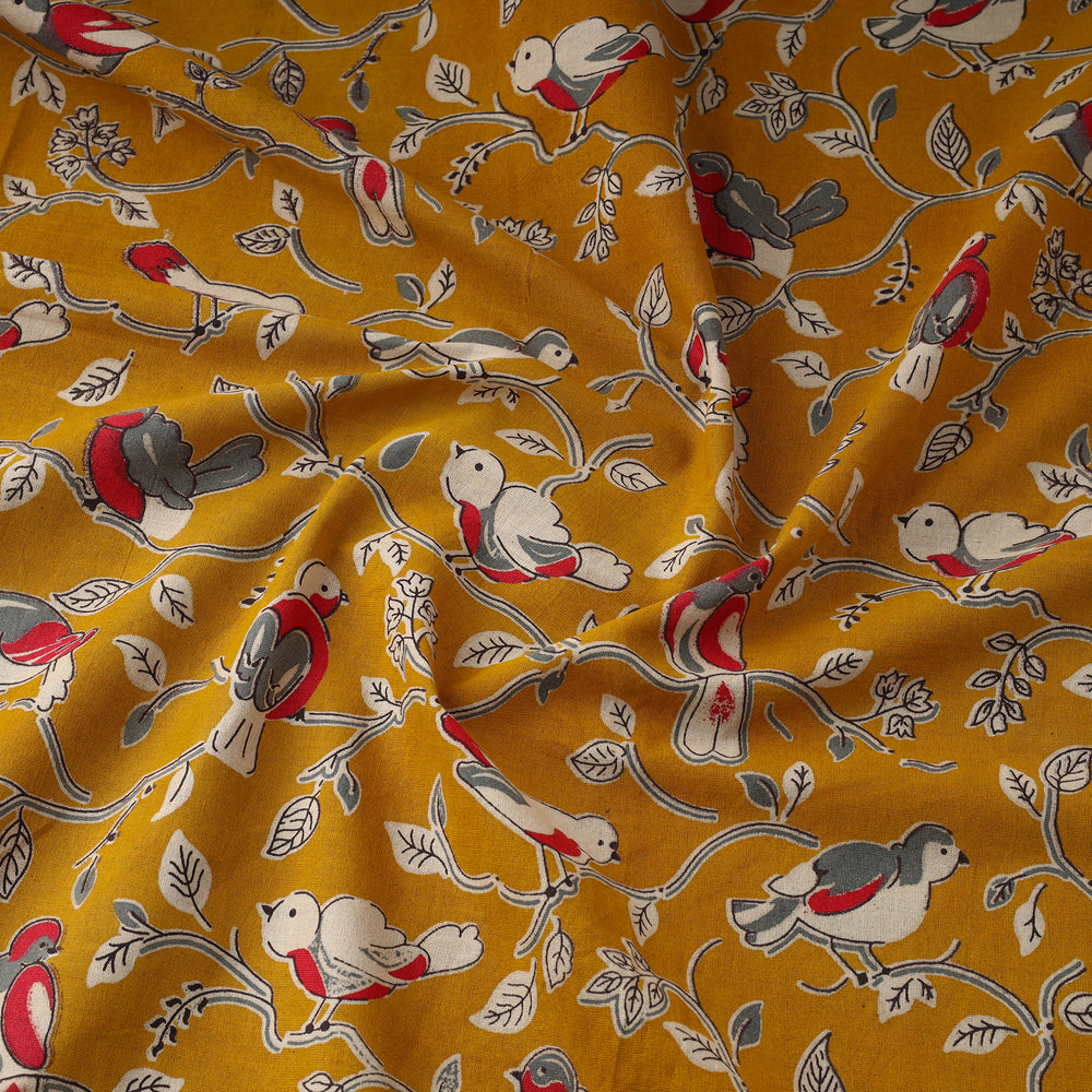 Orange - Printed Cotton Kalamkari Fabric 12