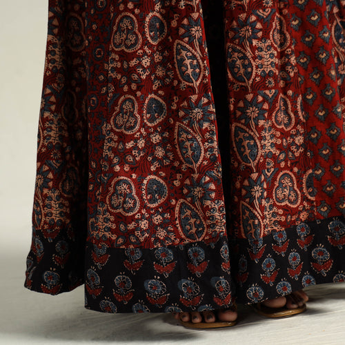 Red - Kutch Block Printed 24 Kali Cotton Long Skirt 20