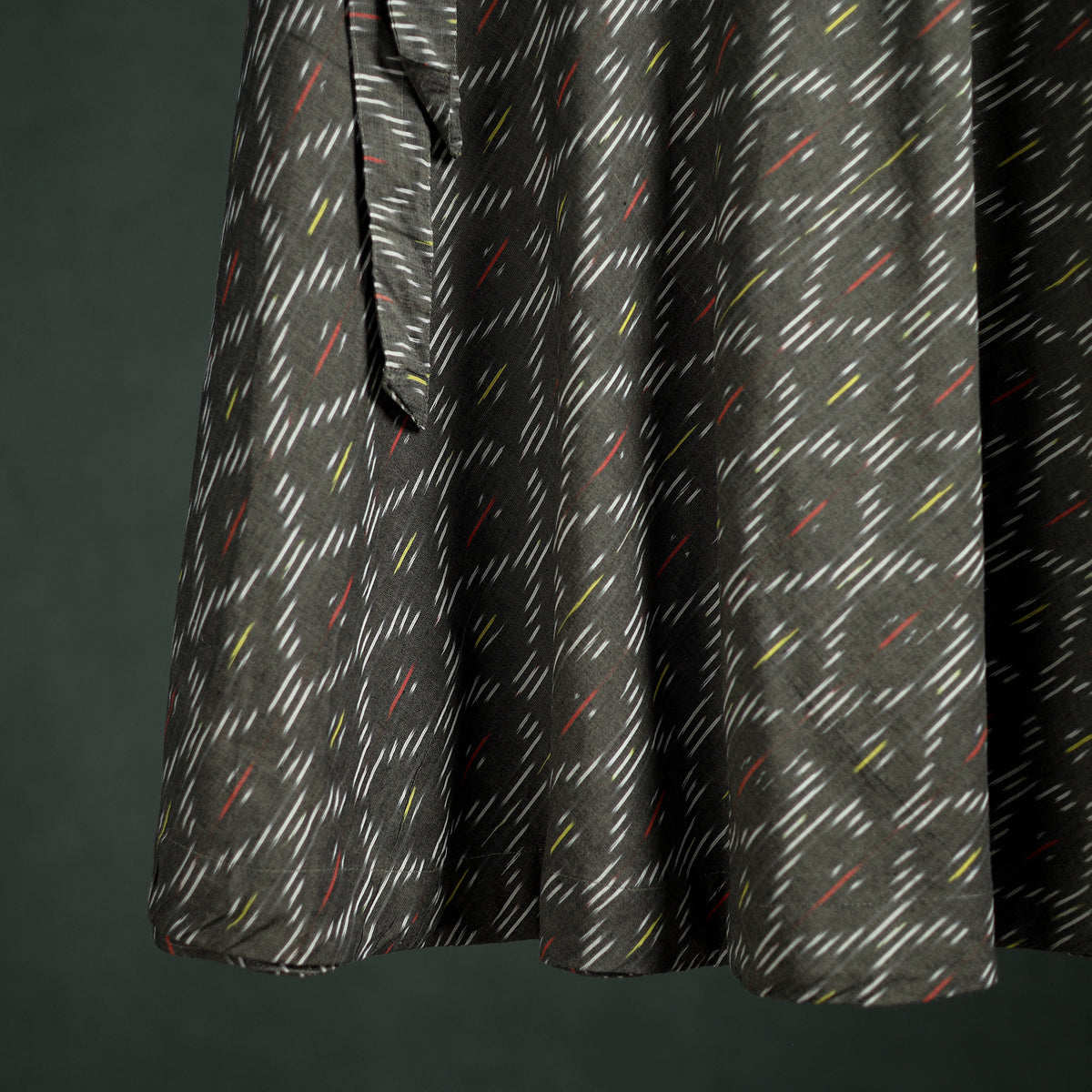 Grey - Pochampally Ikat Cotton Wrap Around Skirt 36