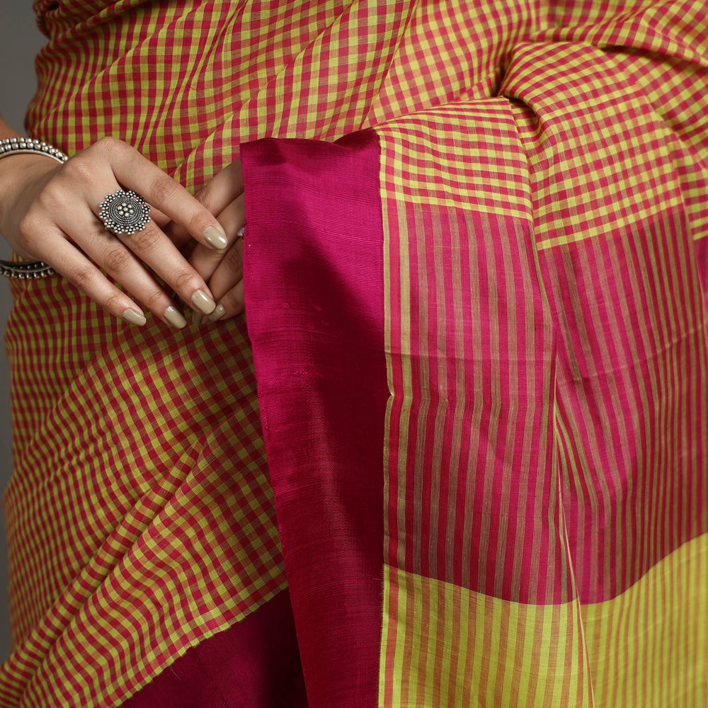 Yellow - Kuppadam Silk Border Cotton Handloom Saree 81