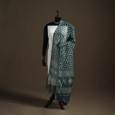 Pipad Hand Block Print Natural Dyed Kota Doria Cotton Dupatta 11