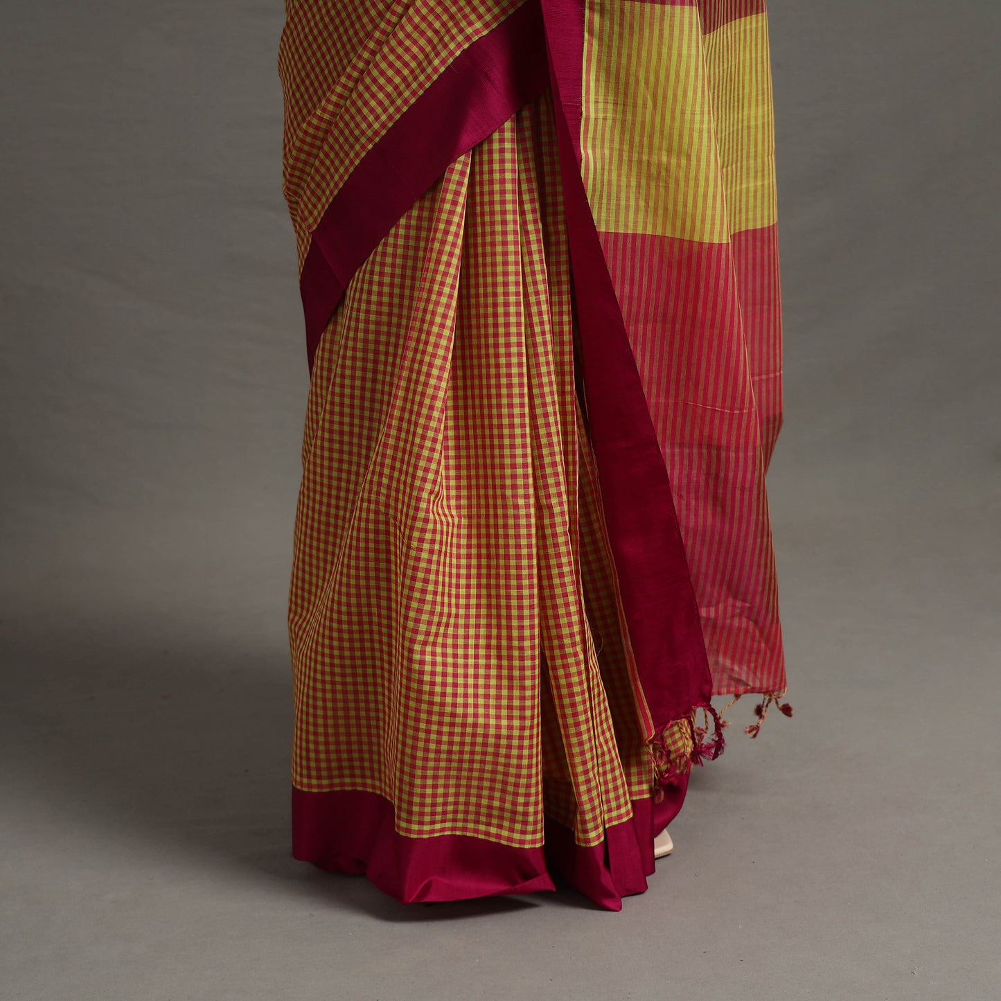 Yellow - Kuppadam Silk Border Cotton Handloom Saree 81