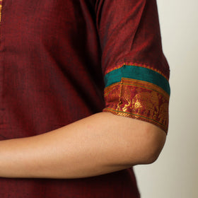  Cotton Maroon Dharwad Kurta Set with Palazzo & Dupatta