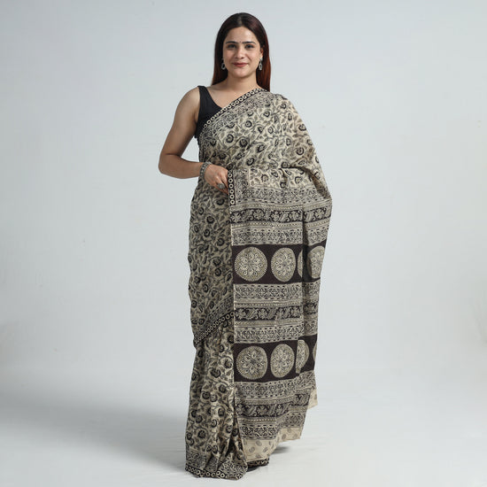 Pedana Kalamkari Block Printed Cotton Saree with Blouse Piece 29
