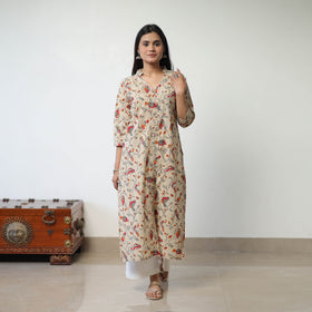 Beige - Printed Cotton Straight Kalamkari Kurta 07