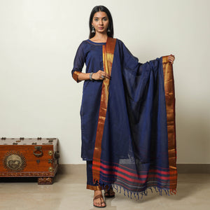 Blue - Dharwad Cotton Kurta with Palazzo & Dupatta Set 11