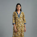 Buy Yellow Block Printed Cotton Straight Bagru Kurta