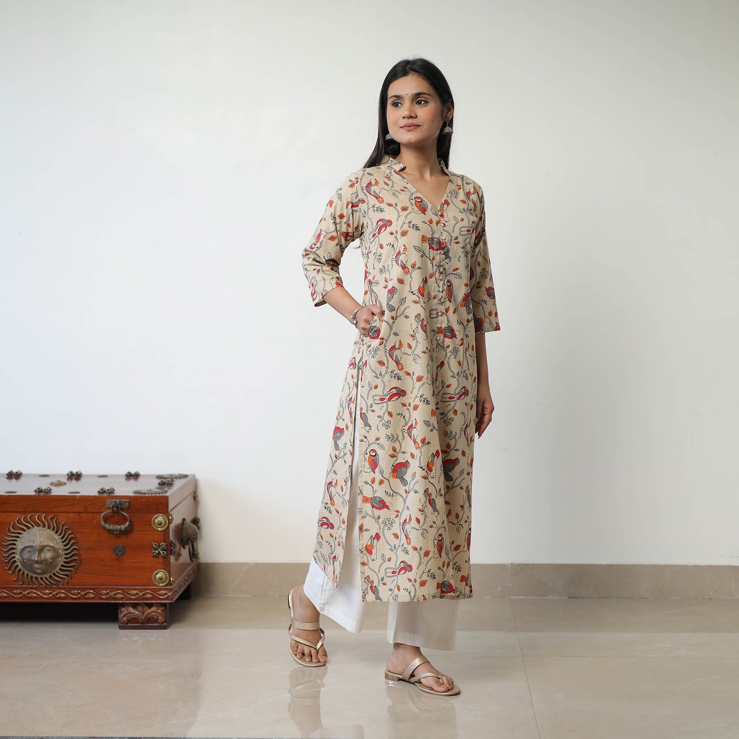 Printed Cotton Straight Kalamkari Kurta 07