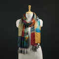 Pure Silk Reversible Patchwork Stole with Tassels 01