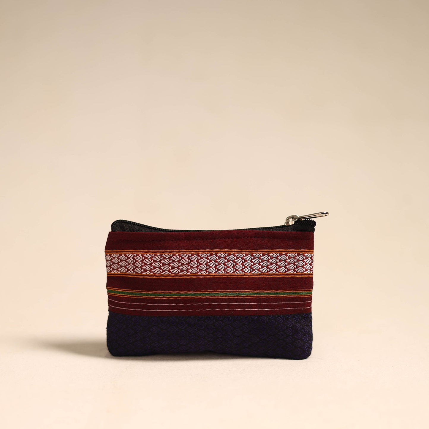 Maroon - Khun Fabric Quilted Coin Pouch 06