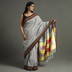 Buy Grey - Ilkal Handloom Cotton Saree With Chikki Paras Border 11 