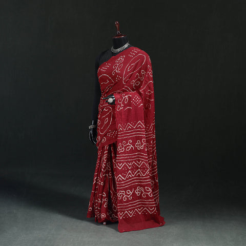 Red - Kutch Bandhani Tie-Dye Cotton Saree 79