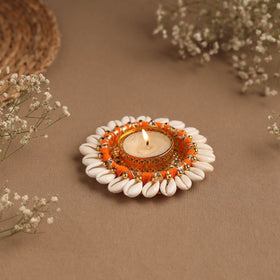 Handmade gota & shell work tealight candle holder 19