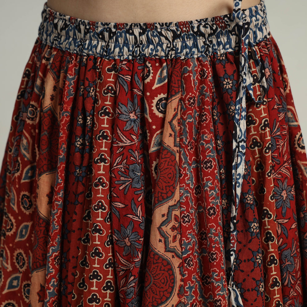 Multicolor - Kutch Block Printed 24 Kali Cotton Long Skirt 34