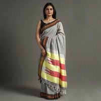 Grey - Ilkal Handloom Cotton Saree With Chikki Paras Border 11