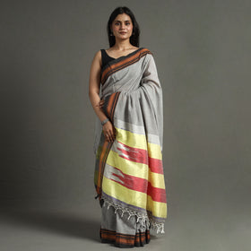 Buy Grey - Ilkal Handloom Cotton Saree With Chikki Paras Border 11 