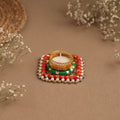 Handmade gota & bead work square tealight candle holder 20
