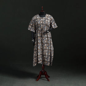 Multicolor - Kalamkari Hand Block Print Natural Dyed Cotton Kaftan (Long) 03
