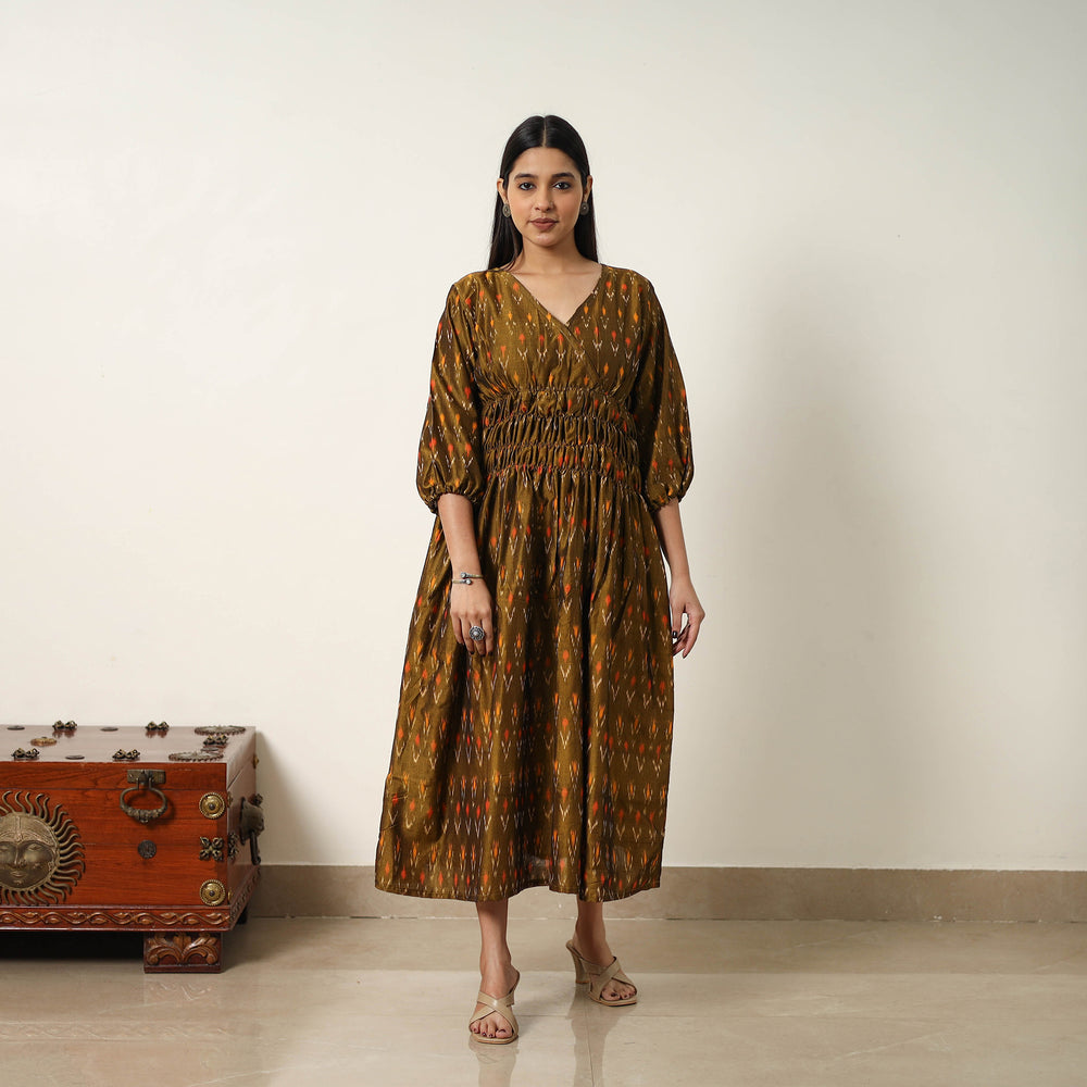 Mercerized Cotton Flared Pochampally Ikat Dress 07