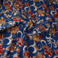 Blue - Printed Cotton Kalamkari Fabric 09