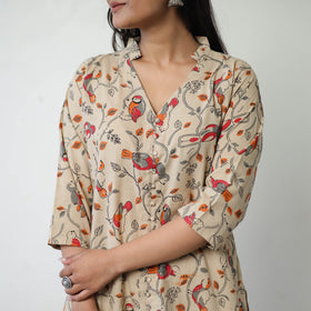 Beige - Printed Cotton Straight Kalamkari Kurta 07