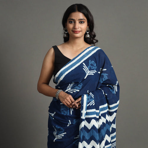 block printed saree